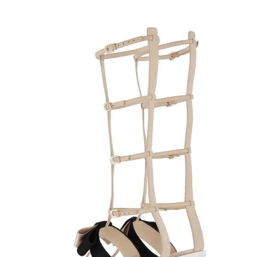 Lanvin Beige and Black Gladiator Sandals